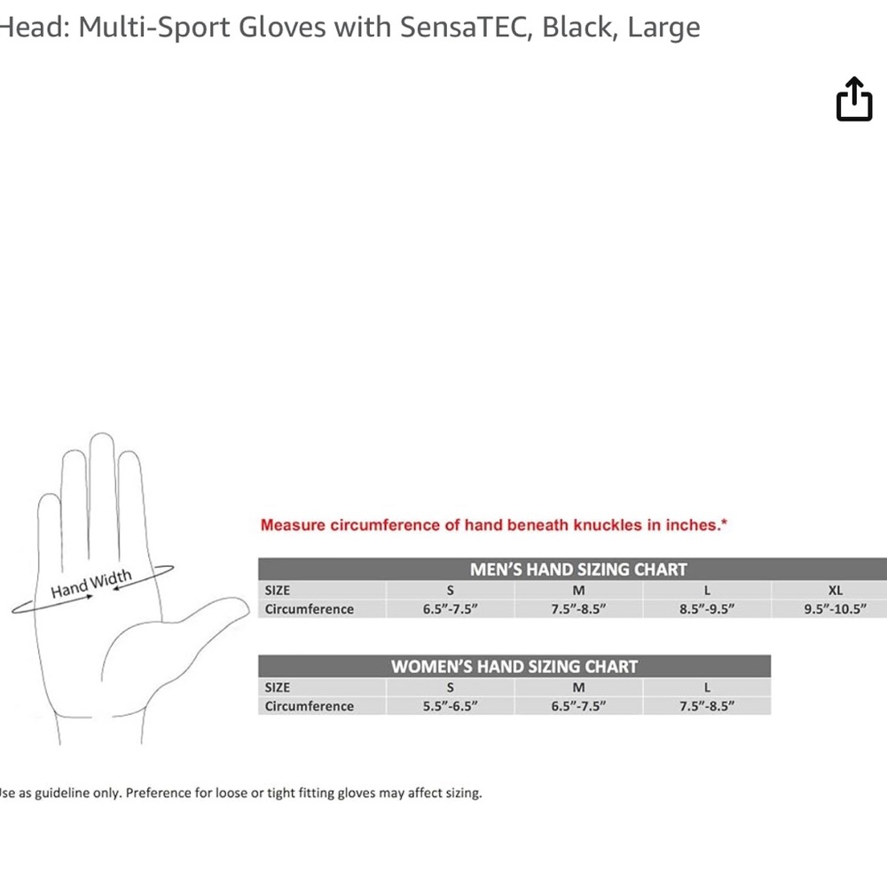 Head: Multi-Sport Gloves with SensaTEC, Black, size medium - Picture 6 of 6